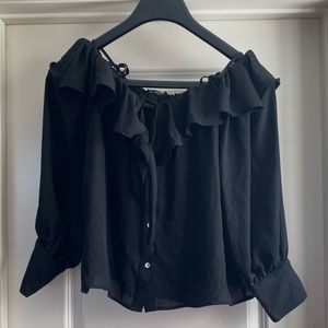 Off the shoulder sheer black shirt